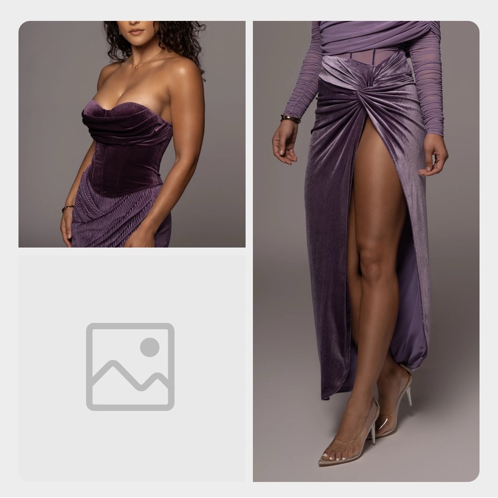 JLUXLABEL Rich Purple Velvet Corset Top & Maxi Skirt